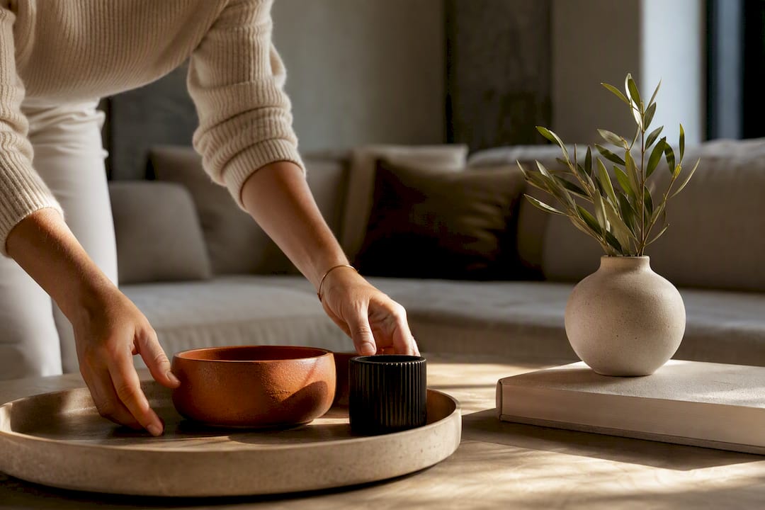 One tray and 2–4 accents that perfect coffee table decor for homeowners