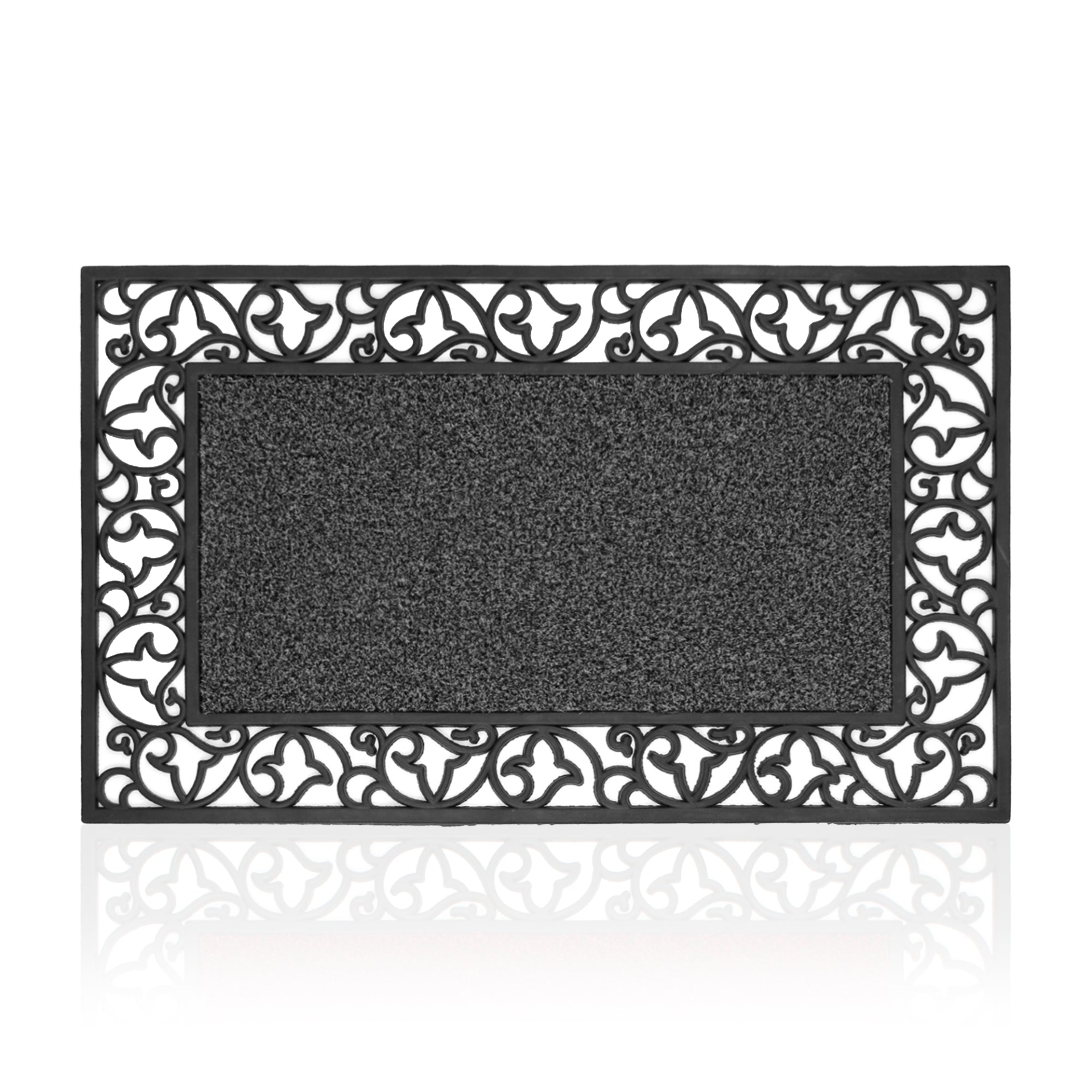 Black Indoor Outdoor Floor Door Mat Rubber Tray Sanitisation And Absorbing Water~5151