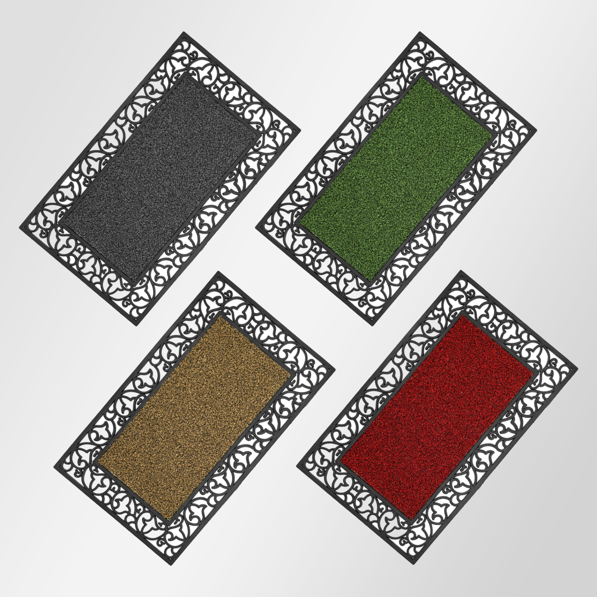 Black Indoor Outdoor Floor Door Mat Rubber Tray Sanitisation And Absorbing Water~5151