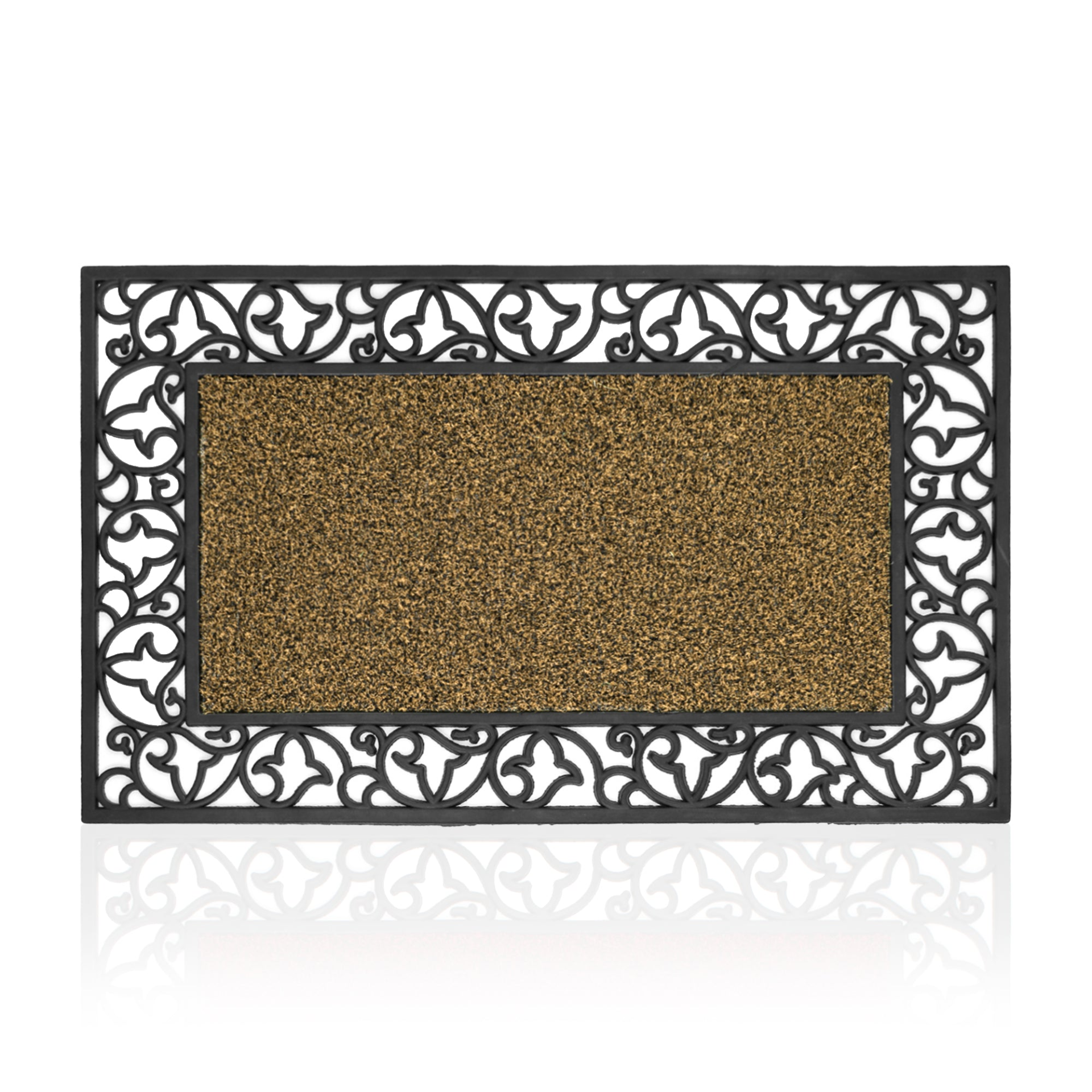 Black Indoor Outdoor Floor Door Mat Rubber Tray Sanitisation And Absorbing Water~5151