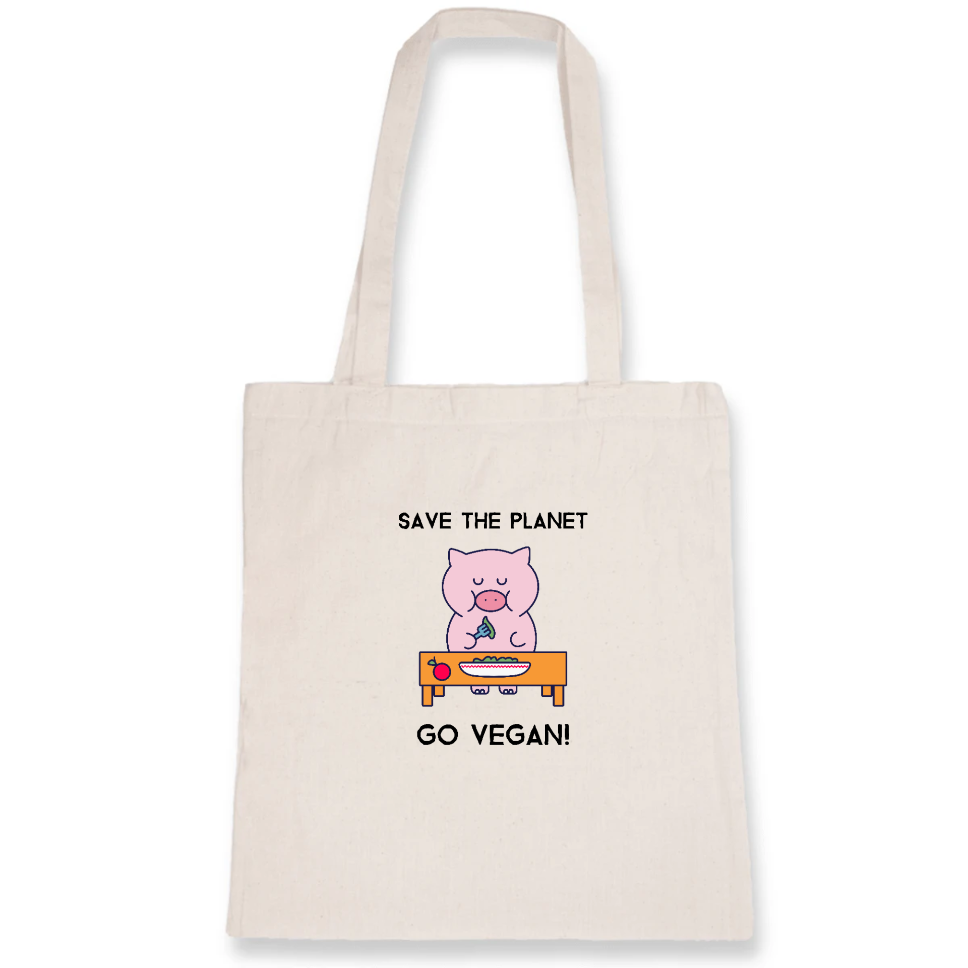 Save the Planet go Vegan - Organic Cotton Tote Bag